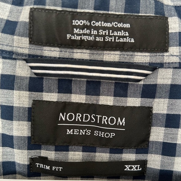 Nordstrom Men’s Shop Navy and Grey checked button down dress shirt - Picture 3 of 3